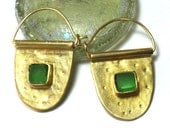Silver Beachglass Goldplated Hoops - Goldplated Silver -  Sea Glass Hoops -Sterling Jewellery  Glass Earrings