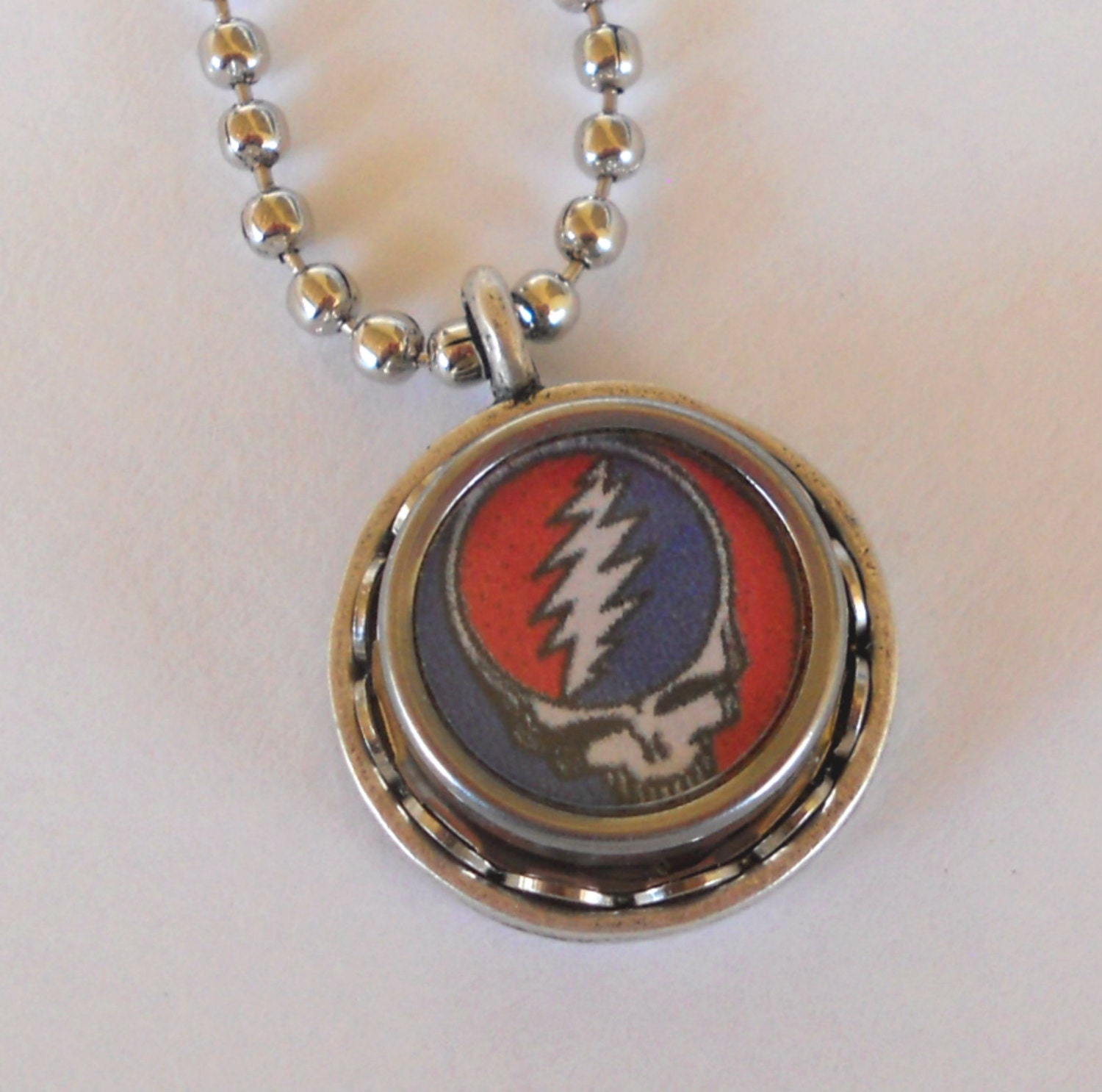 Typewriter Key Necklace/Pendant - Grateful Dead, Steal Your Face