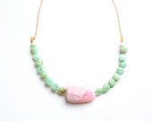 Pale Pink Peruvian Opal Mint Chrysoprase Necklace