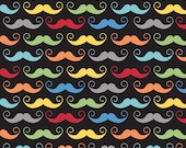 Geekly Chic quilt or craft fabric by Riley Blake Designs- Mustache in Black, 1 Yard or by the yard