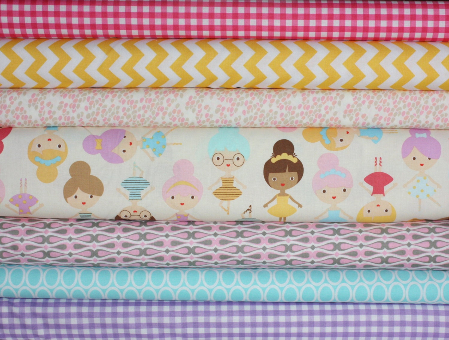 Ballet Class quilt fabric bundle by Robert Kaufman- 1/2 Yard Bundle, 7 total
