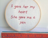 Say Anything. movie quote. embroidery hoop art. Embroidered Quote,  Ready To Ship