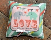 Custom Ring Bearer Pillow - Carnival Theme - Banner Bunting Pillow - Elephant - Circus - ANY color scheme