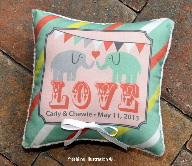 Custom Ring Bearer Pillow - Carnival Theme - Banner Bunting Pillow - Elephant - Circus - ANY color scheme