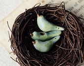 Pastel Spring- Handmade ceramic bird bead- ONE