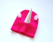 Hot Pink Unicorn Beanie - Stuffed Horn and Ears - Unicorn Hat