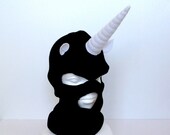 Black Unicorn Ski Mask - Cosplay Mask - Weird Fantasy Horned Balaclava - Scary Costume