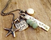 personalized jewelry, hand stamped necklace, summer, surfer, beach girl necklace, mothers necklace, creme de la gems