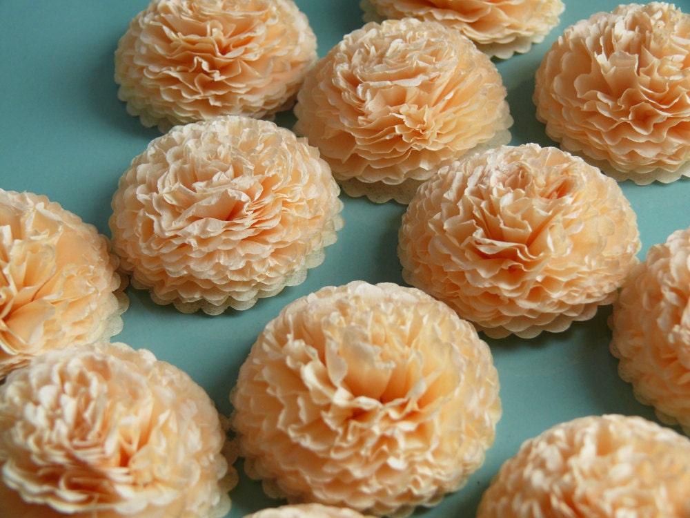 Button Mums Tissue Paper Flowers  French Vanilla Wedding, Bridal Shower, Baby Shower Decor