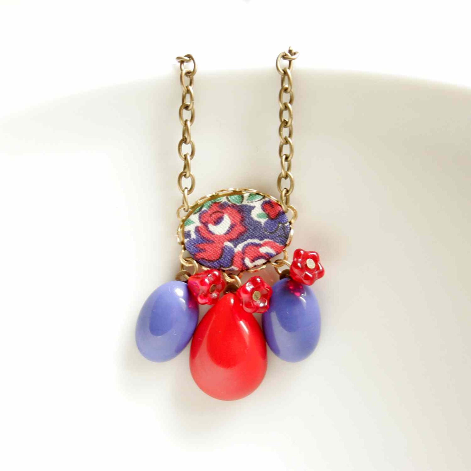 Necklace in Red and Blue with Drops - Funky Drops