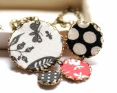 Statement Necklace in Red, Black and White - Abstract - Paradise