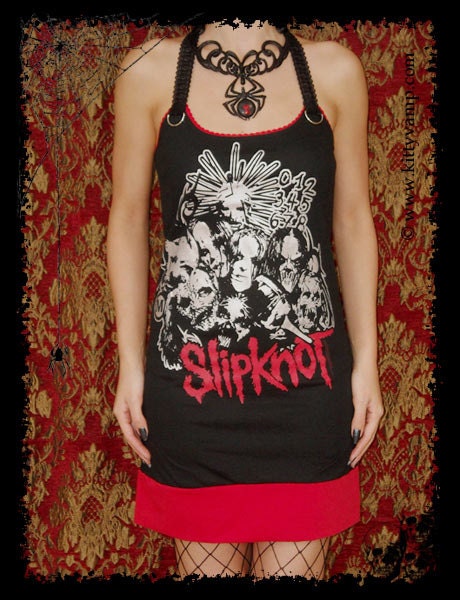 Slipknot Silver Group Metal Halter Mini Dress S M L XL