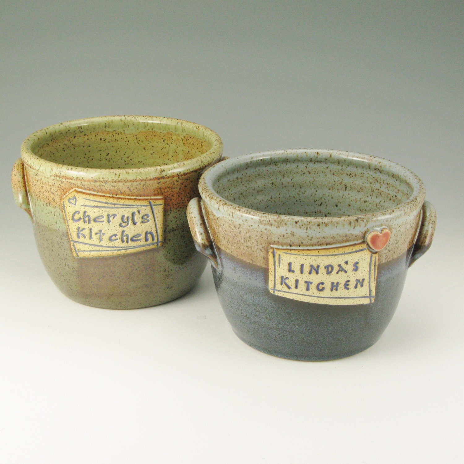 Handmade Pottery Jar - 2 Sided Personalized Jar, 2 QT Bread Baker, for Weddings, for Housewarmings, Made To Order