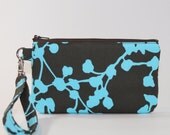 Wristlet / Padded Zipper Pouch - Amy Butler's Coriander in Pine
