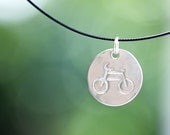 bicycle pendant, silver pendant, fine silver, on your bike