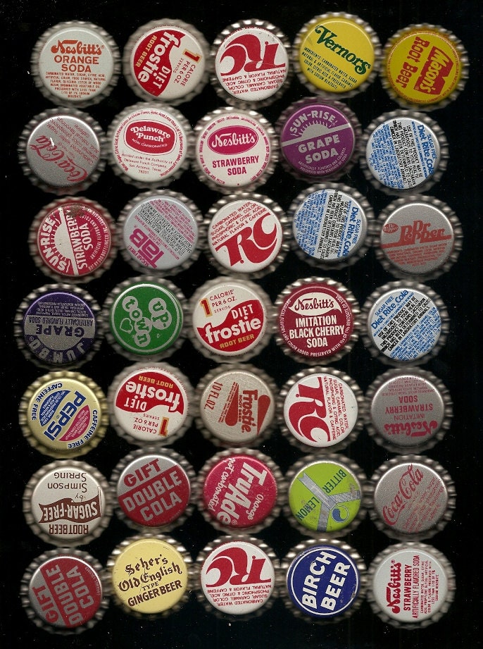 35  Unused Old SODA ,CORKS, BOTTLECAPS Collection