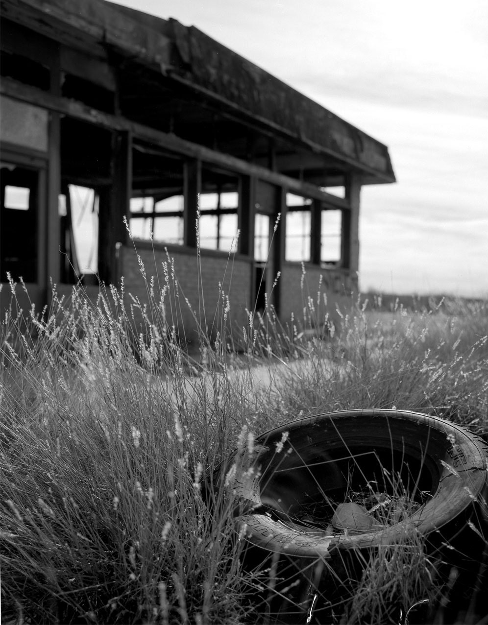 Gas Station Fire, West Texas - 8x10 Signed Photograph, Destruction, Abandoned