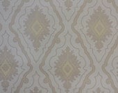 1940's Vintage Wallpaper yellow white and taupe Geometric Design