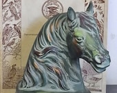 Vintage Horse Book End Green