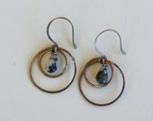 Anenome Earrings - Gray Eagle Stone, Antique Brass - Secret Garden Collection