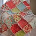 Baby Rag Quilt Blanket Crib Size - Ruby - Peach Aqua Green Red Gray