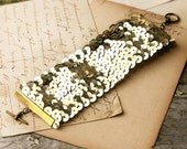 glitter gold sequin bracelet - NATASHA- cuff