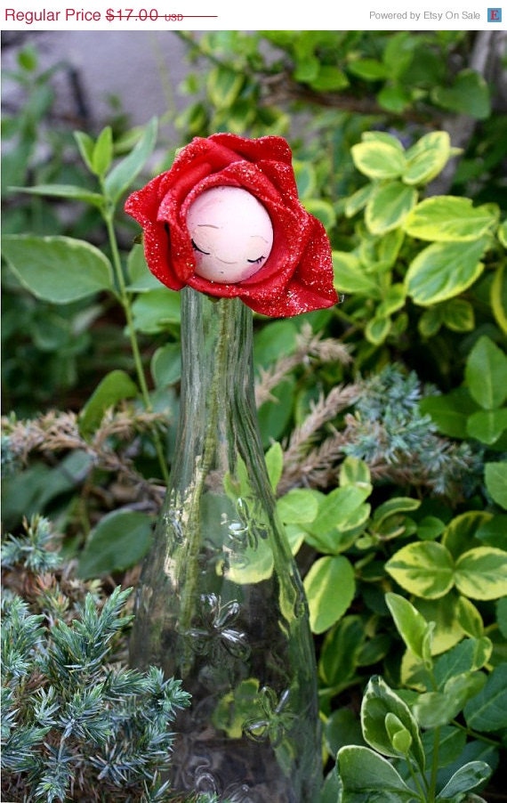 Red Rose 3 of 6 --Paper Mache Doll Gift