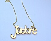 Valentines 'J'adore' Mirror Acrylic Necklace Love Inspired Perspex Necklace in Gold Mirror on Gold Plated Chain