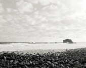 Beach Photography - Black and white photography beach wall art seashore stones rocks for him photography shore photo 8x10 - Distant Shore