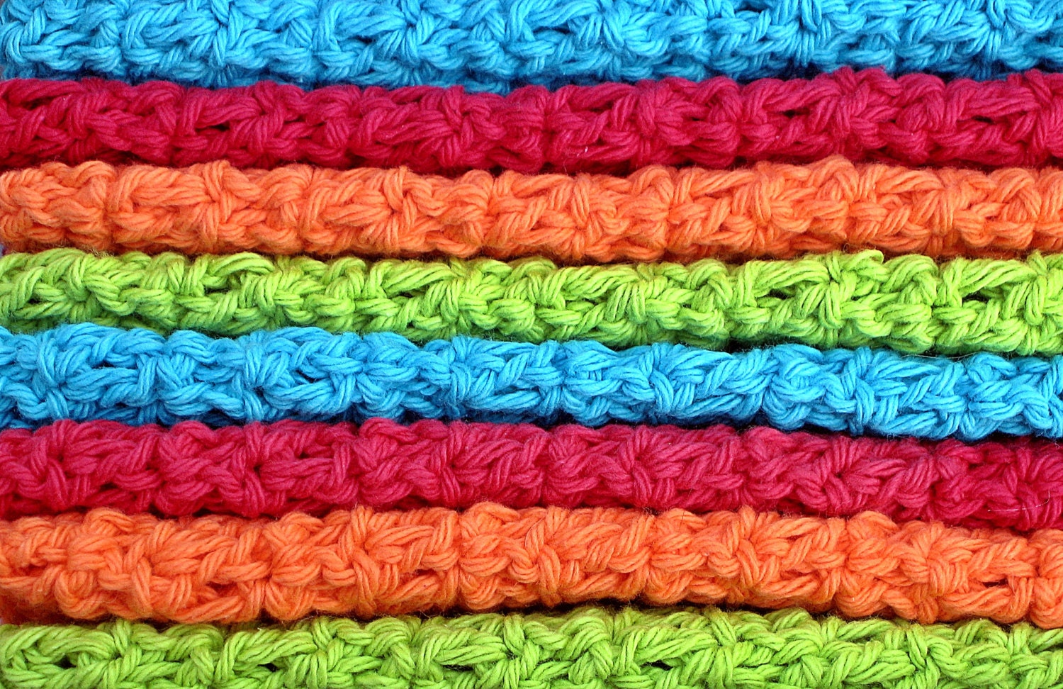 Crochet Cotton Washcloths Dishcloths Handmade - Eco Friendly and Green - Set of 8 - Crochet Cotton Wash Cloths Dish Cloths