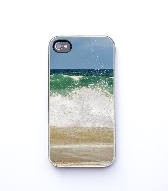 iPhone case for iPhone 4 and 4s, IN STOCK crashing waves ocean surf green teal blue, iPhone accessory