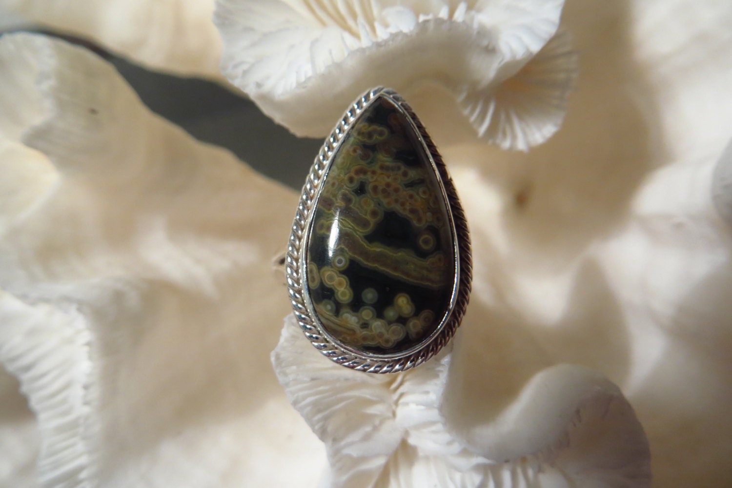 Beautiful Ocean Jasper Ring Size 6.5