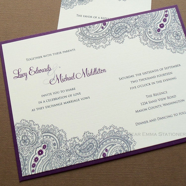 Paisley Corners Ethnic Wedding Invitations - Invite and reply sets - SAMPLE