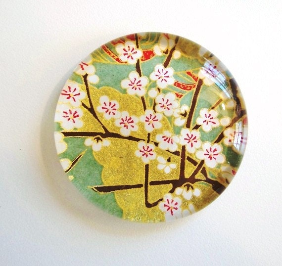 Jade Green Cherry Blossom Paperweight