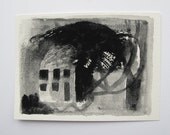 stormy evening - an original gouache landscape painting sketch