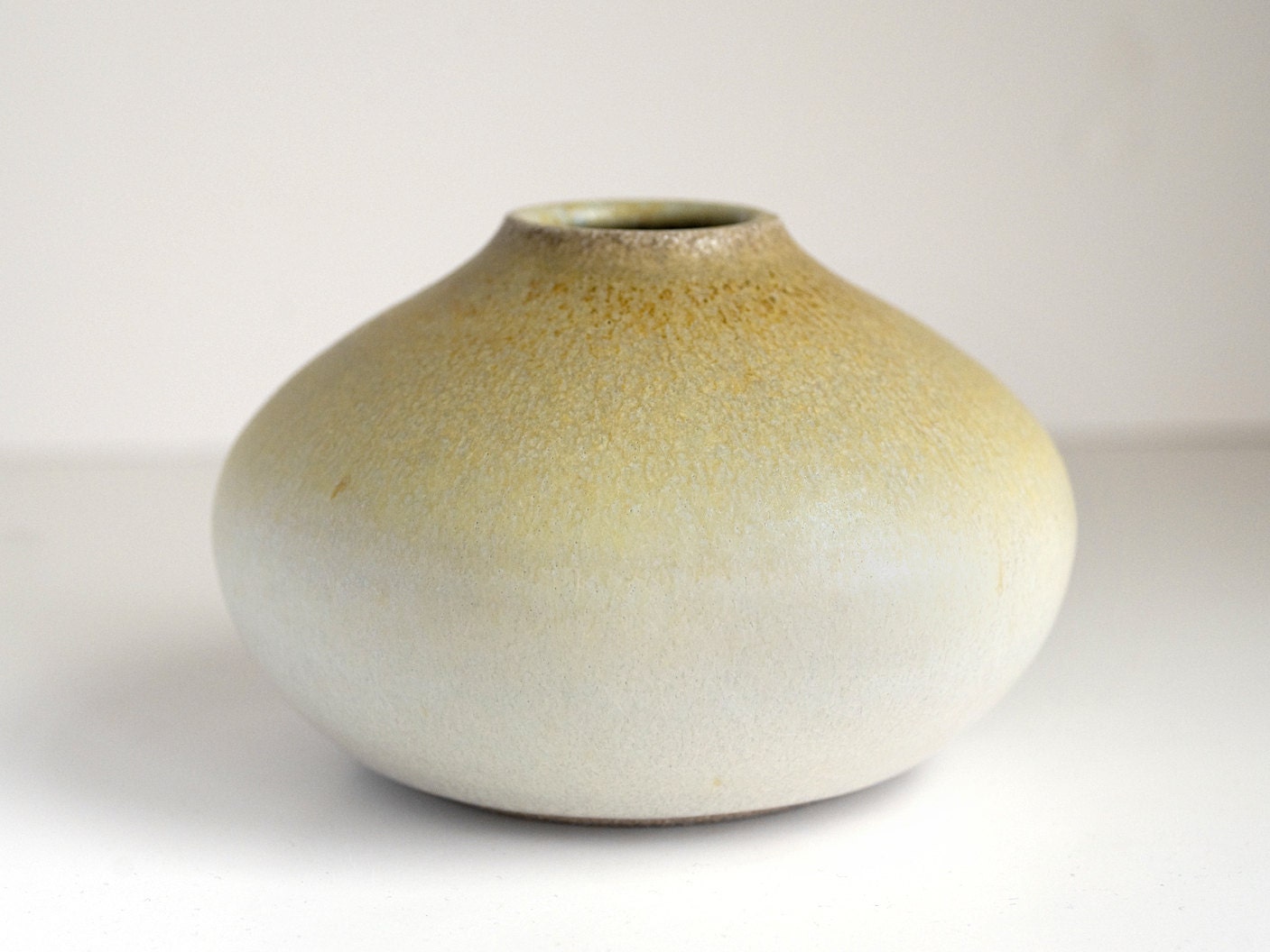 Yellow and White Bud Vase, Stoneware, Medium