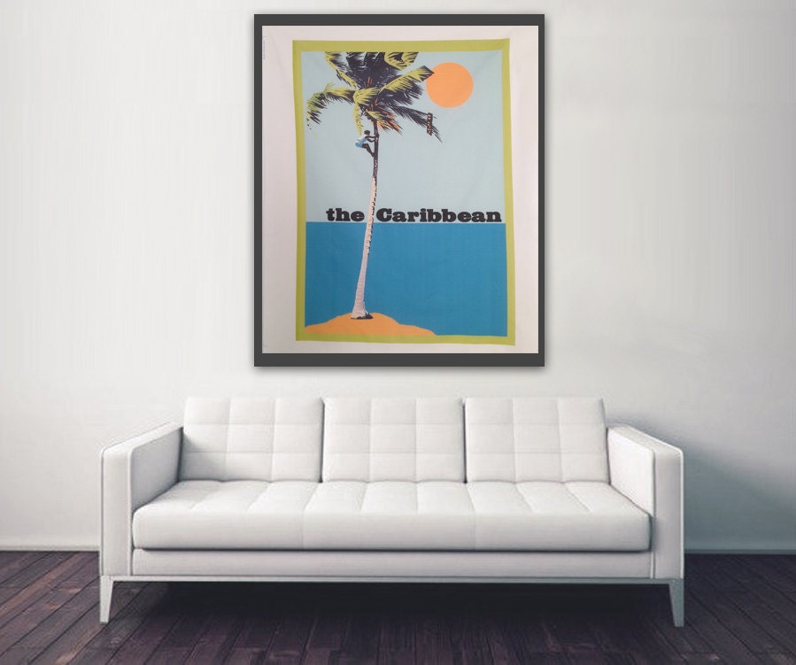 Art Print Extra Large The Caribbean Vintage Style Fabric poster