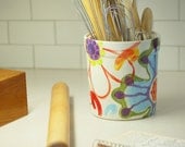 Jubilation Utensil Holder - Colorful Whimsical Pottery Bright Spring Summer Kitchen Decor Floral Gift for Gourmet Baker Chef