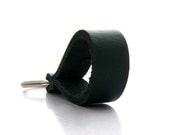 Pine Green Leather Keychain, A Heavy Duty Leather Key Ring in Dark Forest Green