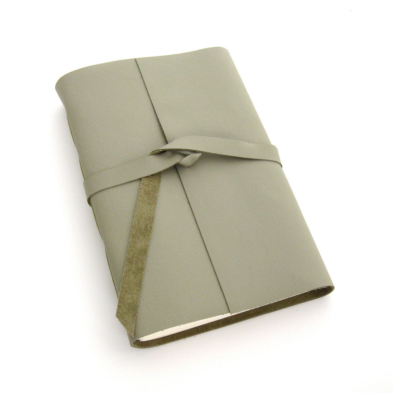 Large Green Leather Artist's Sketchbook, A Handmade Leather Journal in Pale Green