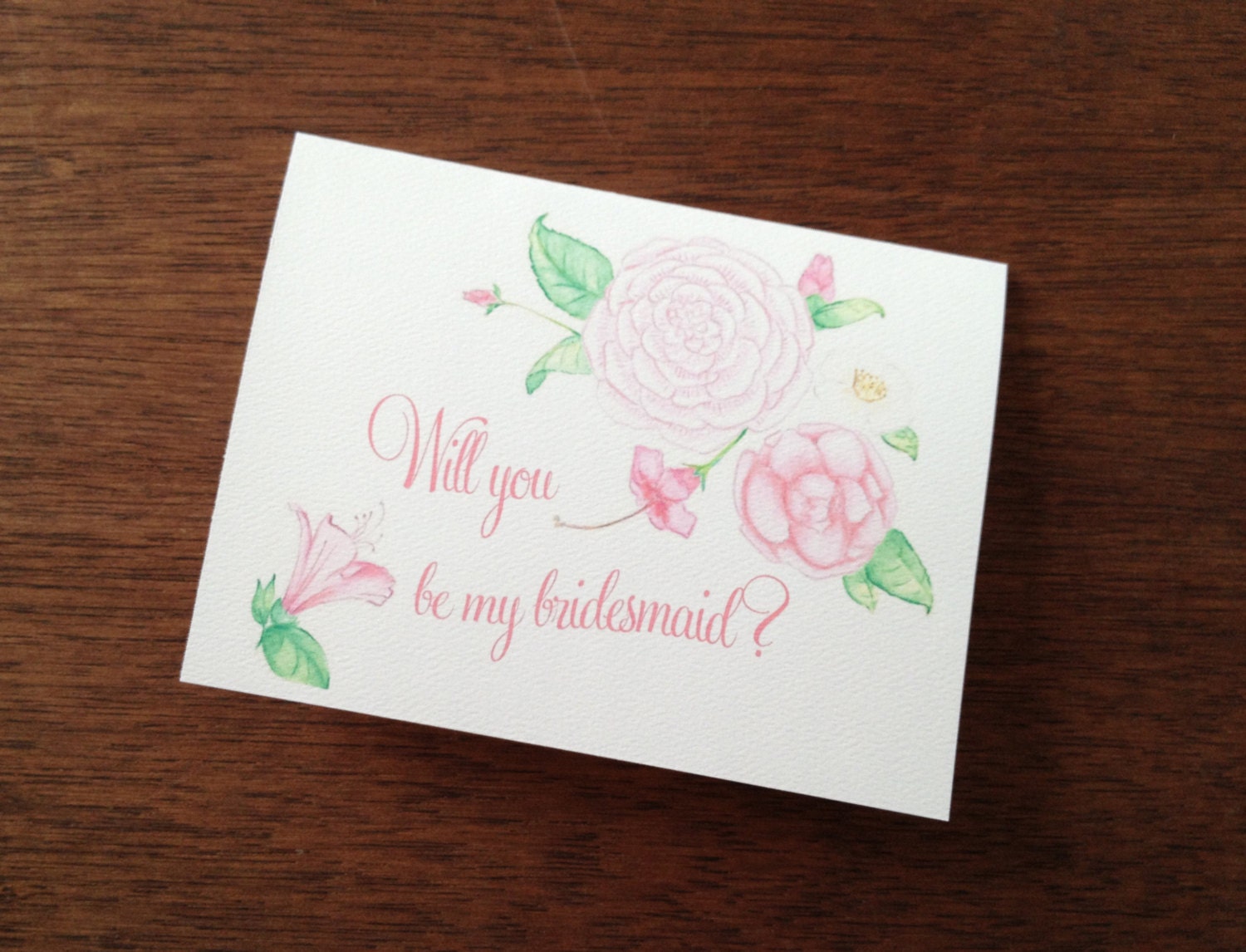 Will You Be My Bridesmaid Notecard Set - Azaleas, Camellias and Hibiscus