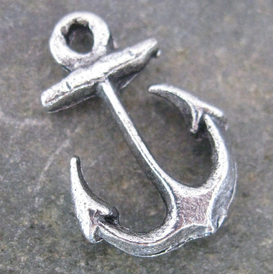 Anchor Charms Pendants Antiqued Silver 1380 - 6 Piece - New