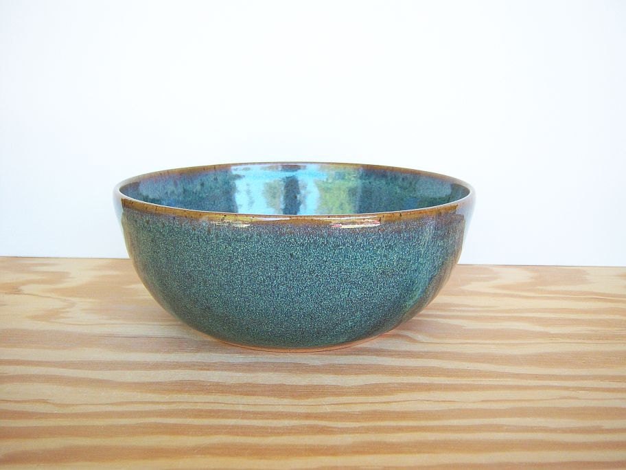 Stoneware Pottery Serving Bowl in Sea Mist Glaze