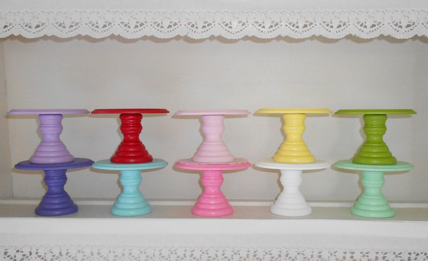 Wood cupcake or mini cake stand pedestal choose your color  4" round