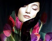Art, Photography, Portrait, Flowers, Tulips, Fine Art Print, Giclee Archival Print, Photomontage, Collage, Painted Photographs,