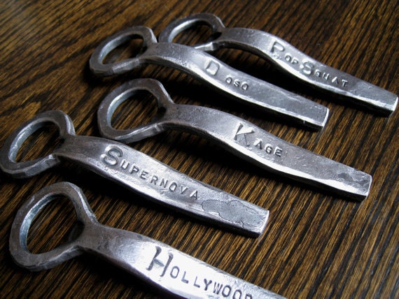 Reserved for Gardiner: Eleven Personalized Bottle Openers with Custom Names as Groomsman Gifts - Beer Tools Forged by a Blacksmith