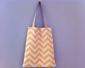 Yellow Chevron Canvas Tote