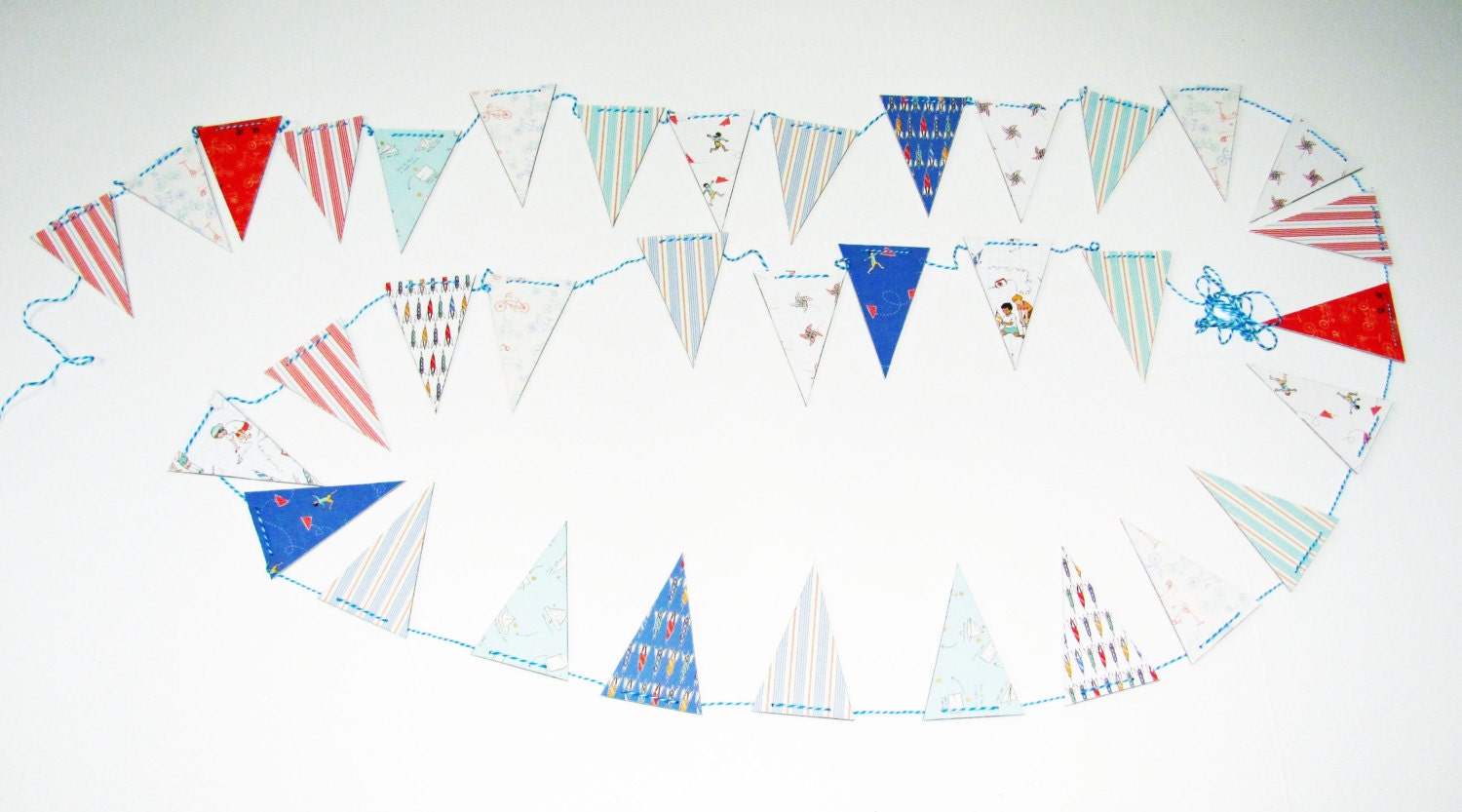 pennant garland, boys bedroom decor, nursery decoration, paper pennant for boys, kites and bicycles pennants