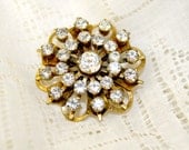 Kramer signed brooch clear rhinestones downton abbey style wedding bridal