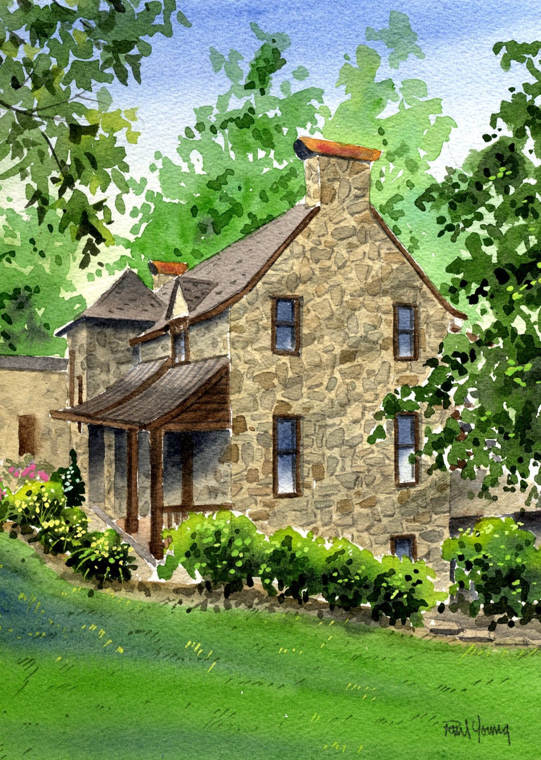 Custom Home/House Portrait Watercolor 9X12